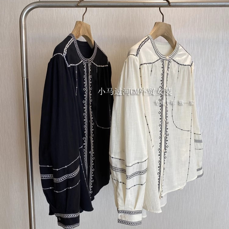 目を閉じて収集、ハイエンドの宝物アイテム!!エスニック風～長綿立体刺繍ゆったり長袖シャツ女性用|undefined