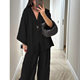2025 European and American Independent Station New Cross-border Fashion Loose Women's V-neck Top and Wide Leg Pants Casual suit