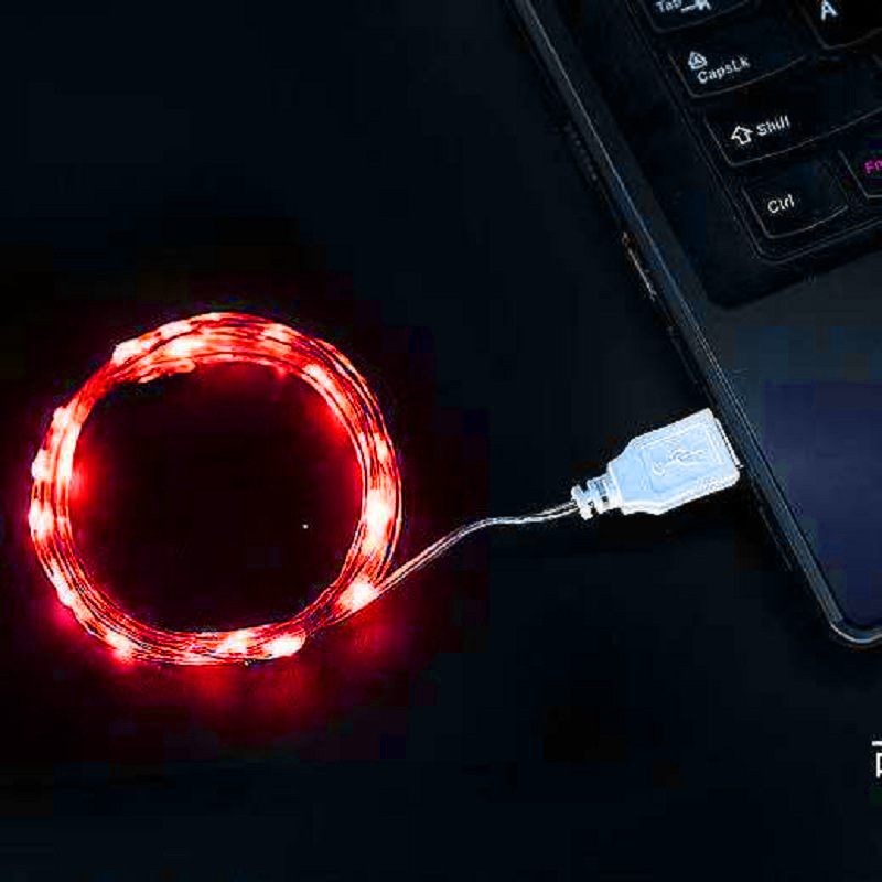 LED pequeña cadena de luz USB Cadena de alambre de cobre luz al por mayor cadena de luz LED Regalo de Cumpleaños ramo fresco decoración banco de energía luces de colores