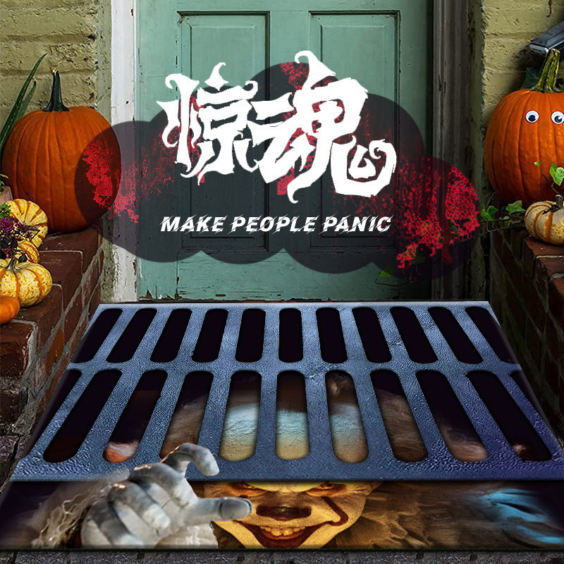 国境を越えたハロウィーンは道化師の床を飾って家に入って玄関を飾って汚れに強いドアマットを管理しやすい|undefined