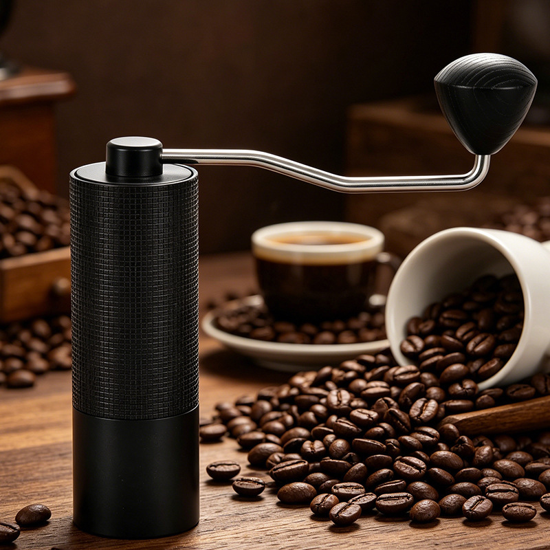 Manual Coffee Grinder Coffee Bean Grinder Beginner Coffee Machine Foreign Trade Import and Export Five-Star Stainless Steel Conical Blade