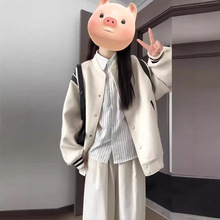 美式白色棒球服女夹克外套2025新款爆款高级感气质韩系上衣春秋季