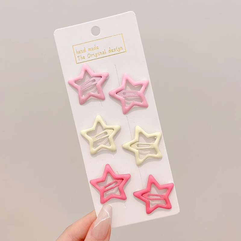 Pinza bb de color dopamina para niños cabello roto estrella de cinco puntas horquilla para niñas que no lastima el cabello, pinza para el cabello con flequillo para bebés, accesorios para el cabello lindos