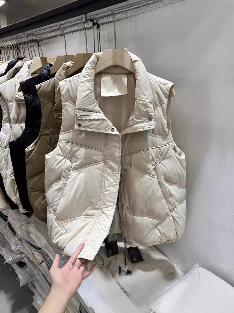 2025 新しいダウンコットンベスト女性のショート多用途アウターファッショナブルなベストチョッキスタンドカラーコットンベストジャケット
