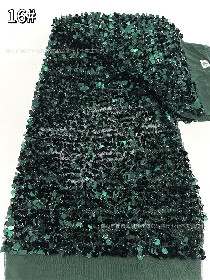 Inventario de malla elástica bordado de sequillas modelo de baile de moda cena vestido de moda tela de ropa