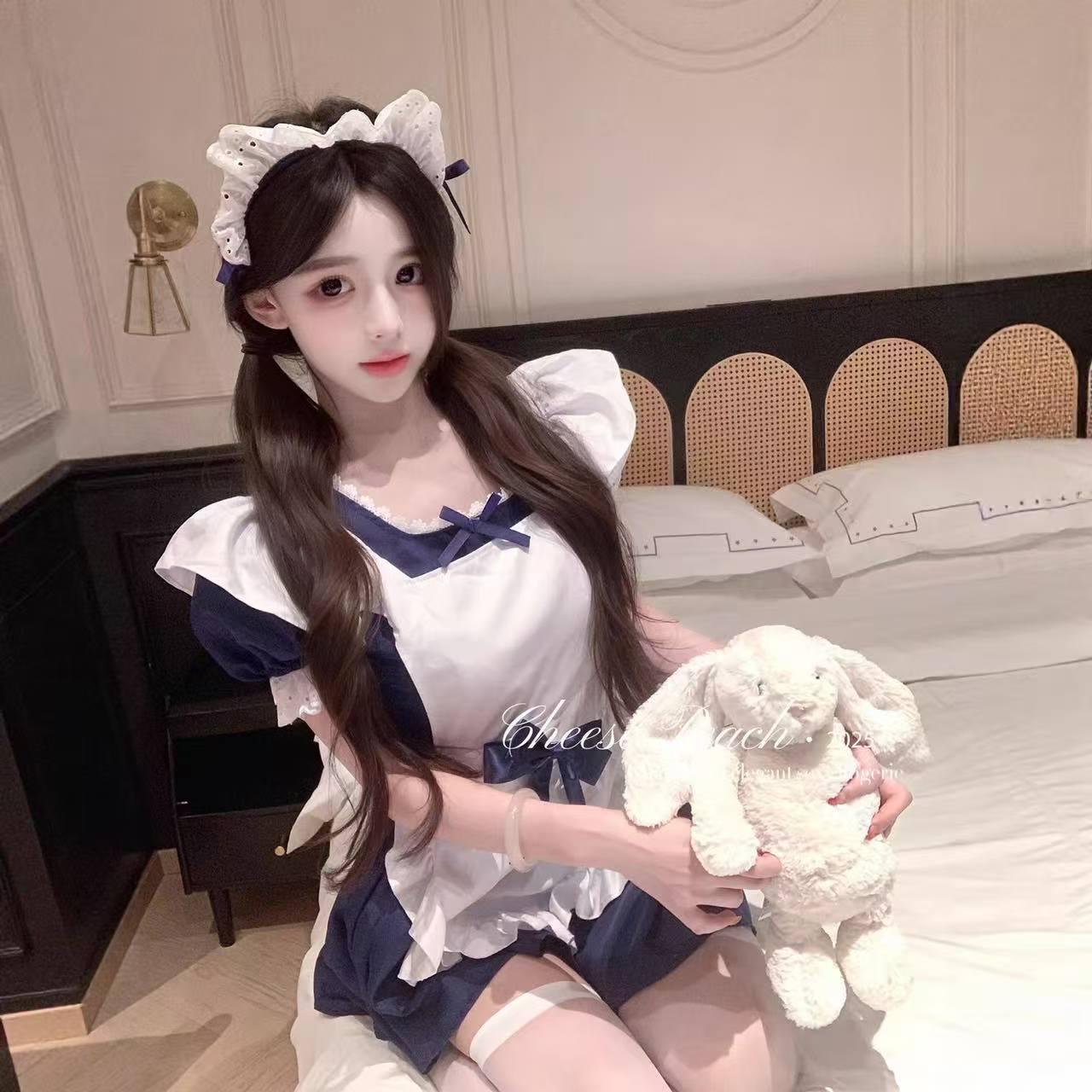 Japanese-Style Maid Cosplay Lolita Dress Plus-Size Anime Costume with Safety Shorts — detail image 4