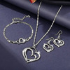 Accessory, set, earrings heart-shaped heart shaped, necklace, chain, European style, wedding accessories