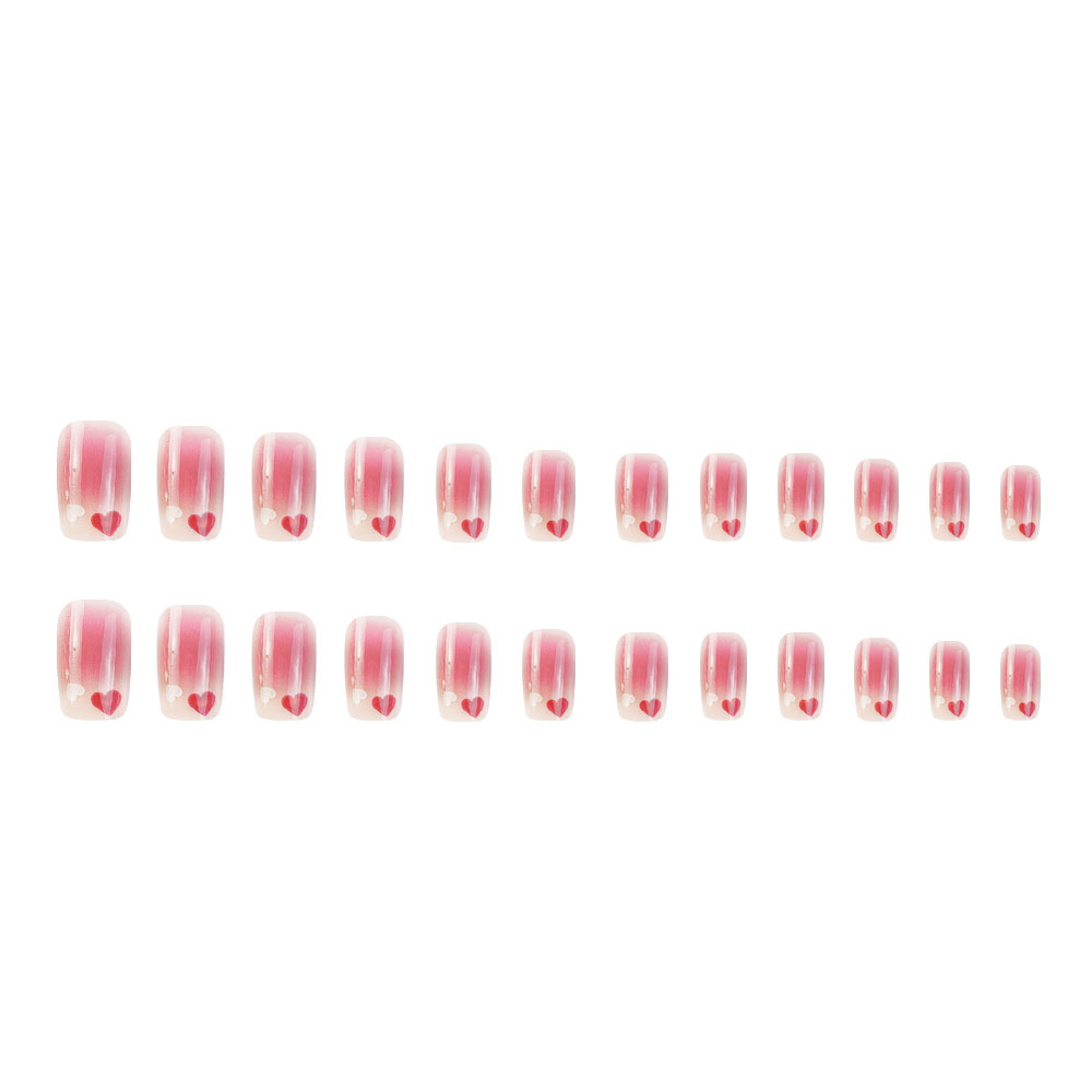 Rojo y blanco amor gradiente uñas uñas dulces y hermosas uñas blancas parche de uñas de alta calidad pequeño libro rojo uñas de vestir calientes