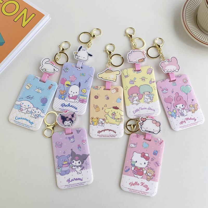 sario Kulomi Melody Bus Card Set Student Campus Access Card Telescopic Card Set Bag Hanging Keychain