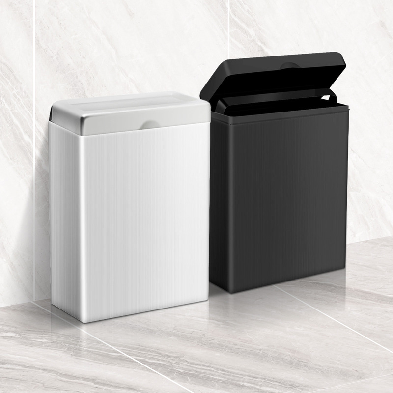 Jinyi 304 Stainless Steel Wall-Mounted Bathroom Trash Can Public Toilet Hotel Shopping Mall Deodorant Garbage with Lid