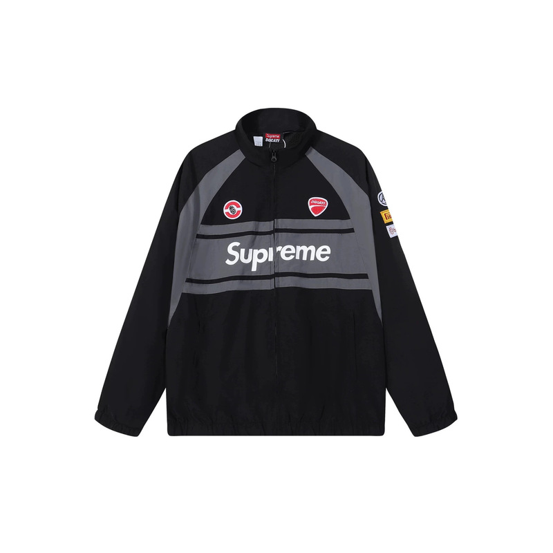 Spring and Autumn trendy motorcycle racing jacket, color-blocked stand-up collar zip-up jacket, Ducati collaboration, windproof, unisex Spring and Autumn trendy motorcycle racing jacket, color-blocked stand-up collar zip-up jacket, Ducati collaboration, windproof, unisex