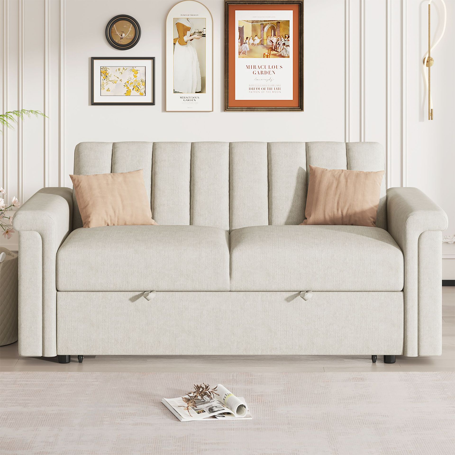 Sofá cama, sala de estar plegable, apartamento pequeño, multifuncional, simple, doble asiento, sofá cama deslizante, doble propósito image 4