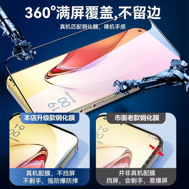 Подходит для OPPO RENO12 закалённое стекло 11 полноэкранное PRO полностью прозрачное Reno9 HD A93 защитное стекло для мобильного телефона, комплект 6 штук A9