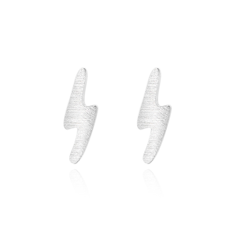 S925 plata esterlina plata Lisa relámpago Stud pendientes de moda simple de las mujeres pendientes de estilo japonés y coreano Internet celebridad mismo estilo regalo al por mayor