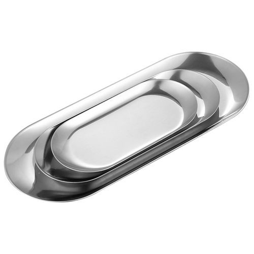 European-style stainless steel plate elliptical plate Korean cuisine barbecue plate flat gold small tray storage tray towel plate