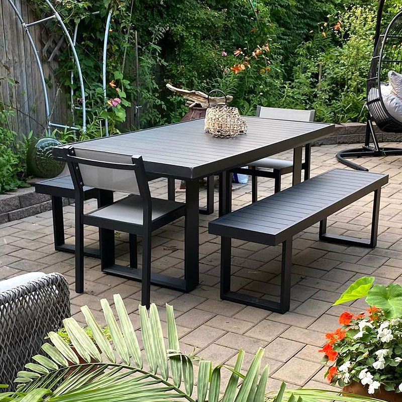 Mesas y sillas para patio exterior, muebles de madera anticorrosivos para jardín y balcón, conjunto de banco anticorrosivo para terraza y villa.