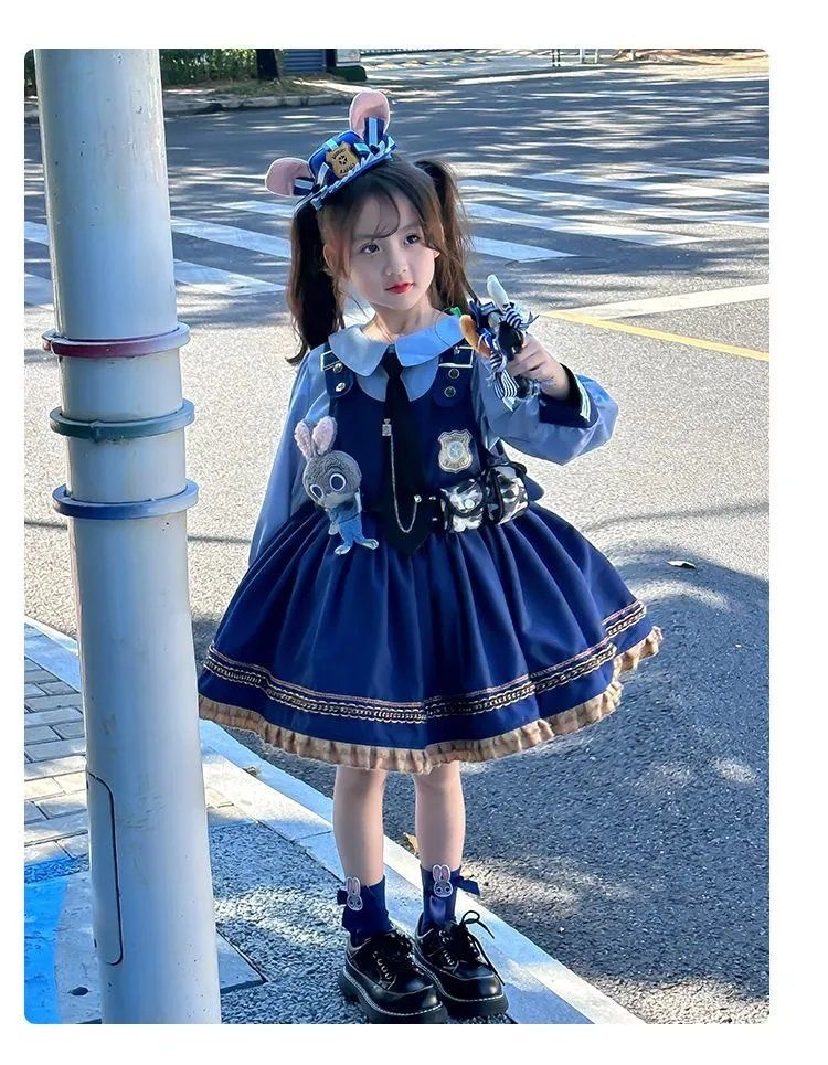 Judi Pantalones Niños Lolitacos Policía Ropa Niñas Primavera Verano Bebé Lolita vestido de cumpleaños
