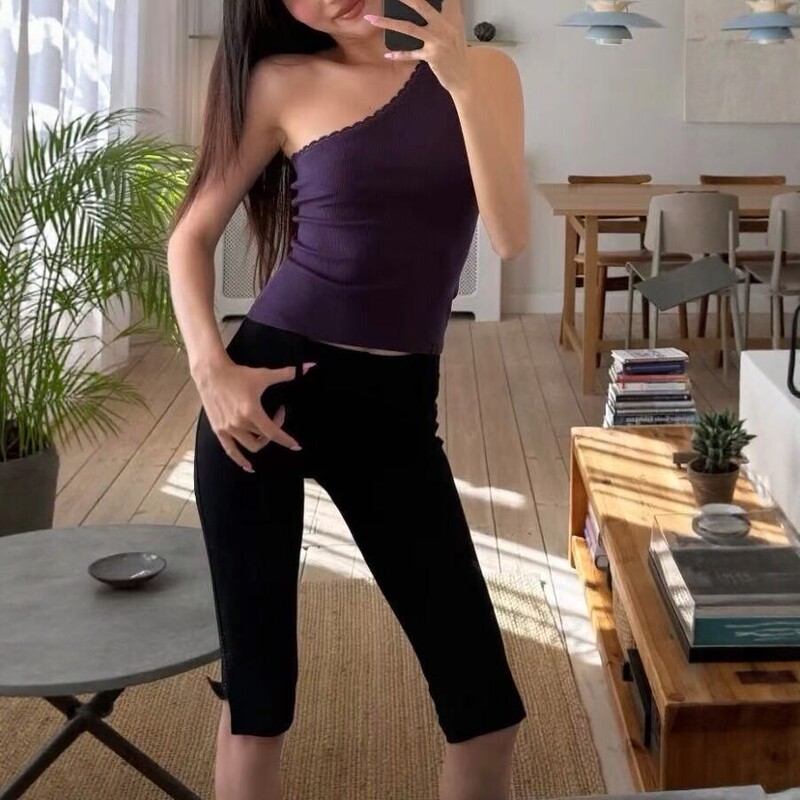 Black Slim-Fit Cropped Pants for Women, New Summer Style, Stretchy, Slimming, Versatile High-Waisted Casual Pants for Work