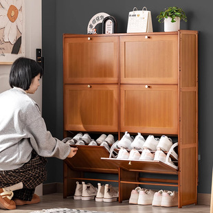 Ultra-Thin Shoe Cabinet, Tall Vertical Entry Cabinet, Integrated Doorstep Shoe Rack, Multi-Layer Simple Shoe Rack Storage Rack with Door