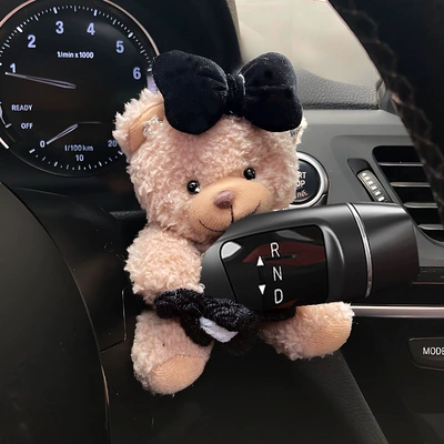 Trendy Cute Bear Gear Shift Lever Steering Wheel Wiper Lever Decorative Ornament Car Interior Dashboard Screen Accessory Goddess (Sürətlər qutusu və əl tormozu başlıqları) - cute-bear-small-flower-gear-lever-decoration