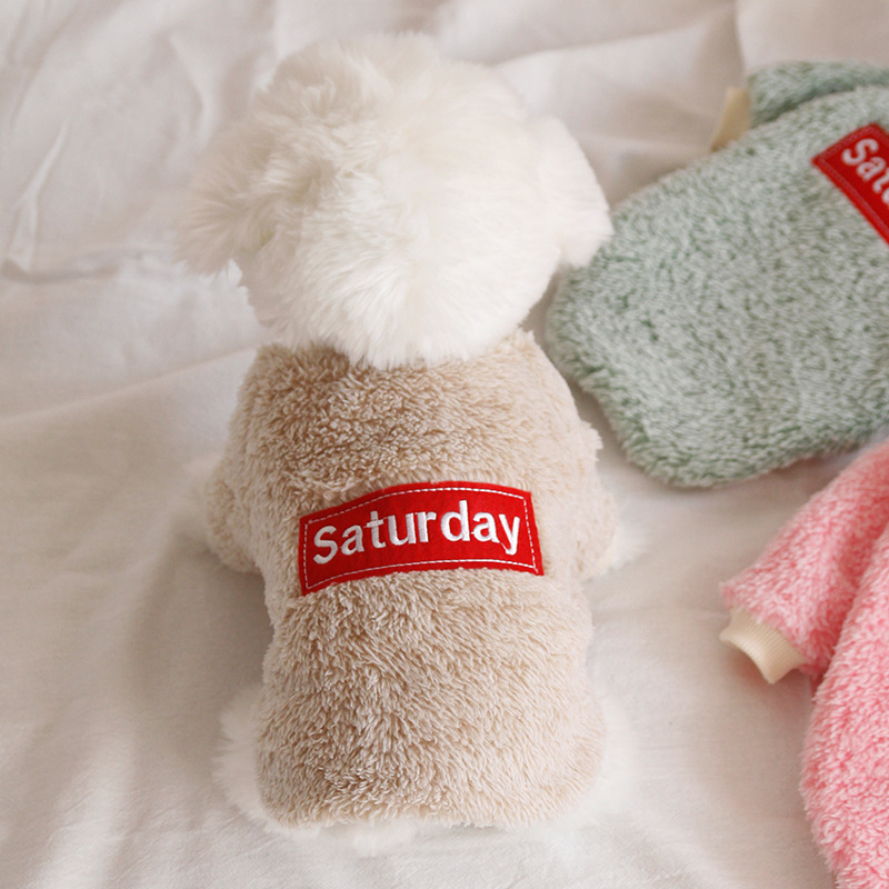 Pet Two-legged Clothes Factory Directly Supply Spring and Autumn Teddy Small Dog Clothes Cats Thickened Lamb Velvet Warm Clothes