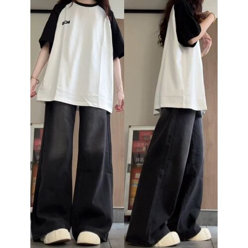 Vintage Washed Loose Wide Leg Women's Summer Slimming Tapered Straight Leg Pants American Casual Style Long Pants