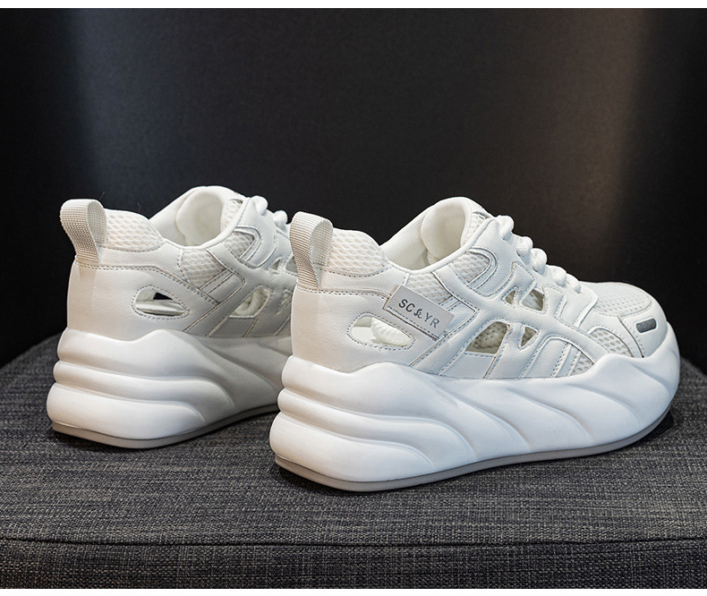 Giày sneaker nữ đế dày tăng chiều cao, phong cách thể thao thời trang, thiết kế đục lỗ thoáng khí mùa hè — M2896 màu trắng, M2896 màu xanh lam chi tiết 14