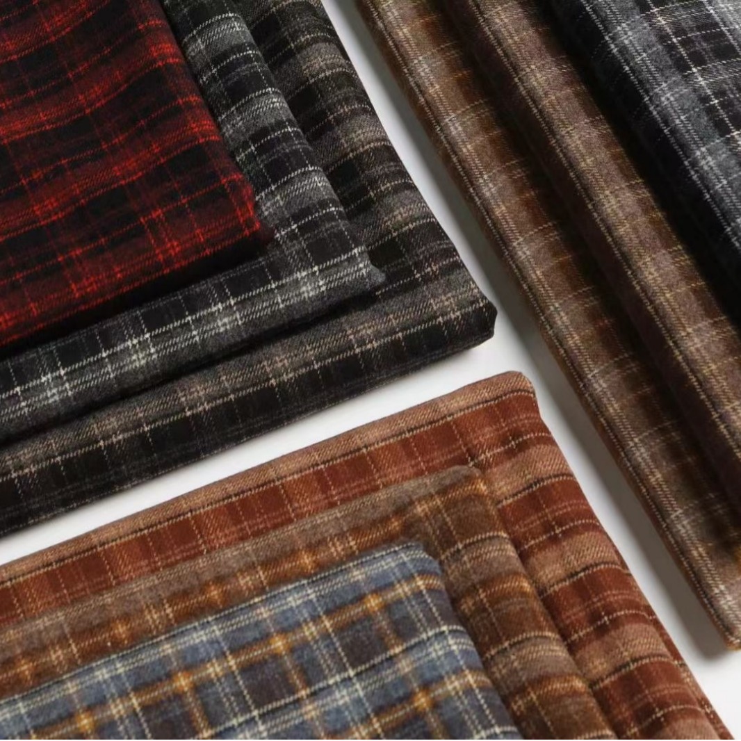 秋冬款磨毛格子布 红色经典格子裙半身裙短裙