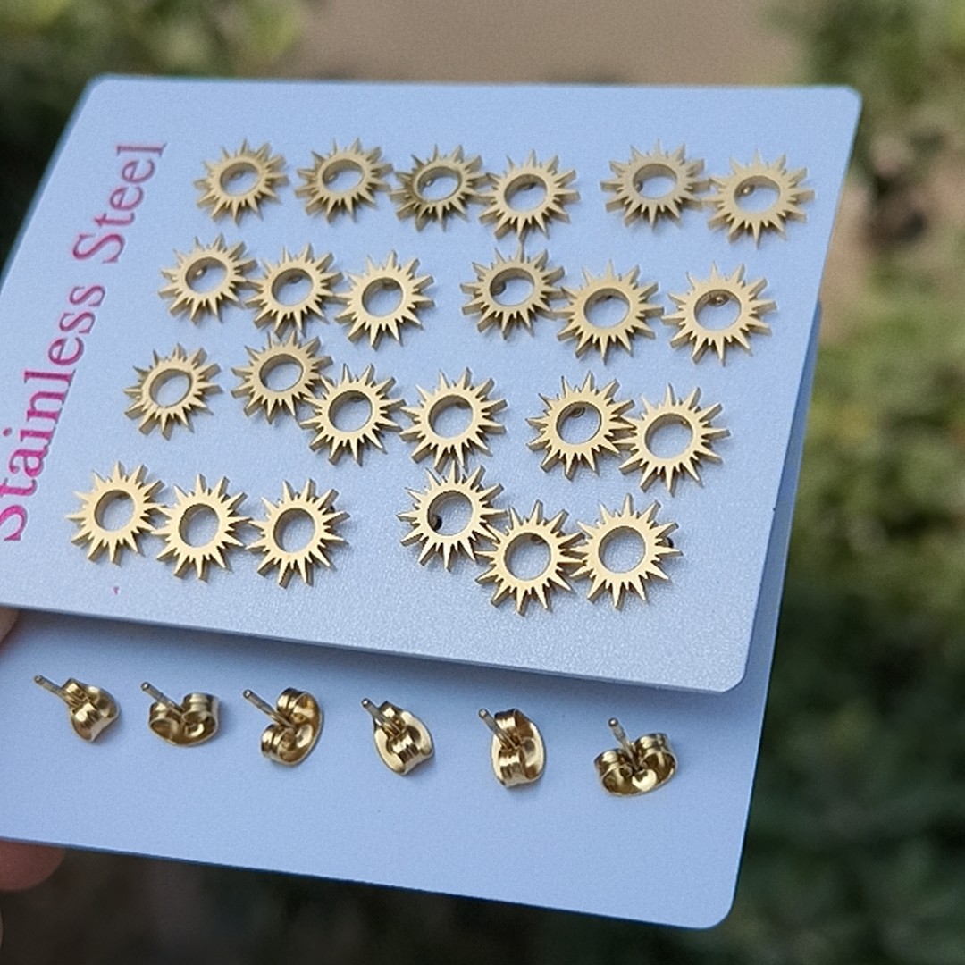 Moda y acero inoxidable simple, con pendientes redondas de zircon, auriculares con agujeros para los oídos, accesorios para los oídos exquisitos image 66