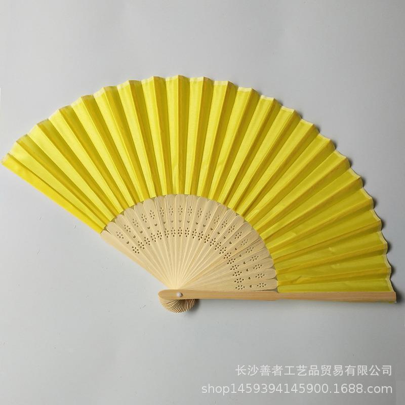素面婚礼丝扇21CM婚礼布扇绢扇婚礼回礼扇DIY折扇丝印雕刻金色|undefined
