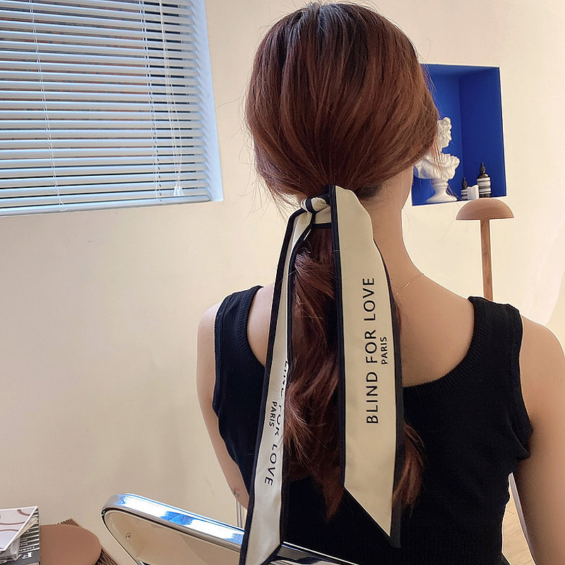 Red larga bufandas de seda correa de cabello para mujeres 2024 nuevo cabello trenzado corda de cabello coreana corda de arco corda de cabello