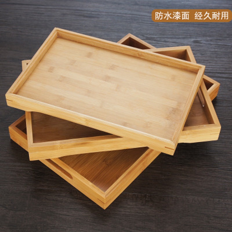 Suministro de fábrica bandeja de té de bambú puro bandeja de té rectangular bandeja de almacenamiento de hotel bandeja de té japonés de tamaño pequeño grande image 4