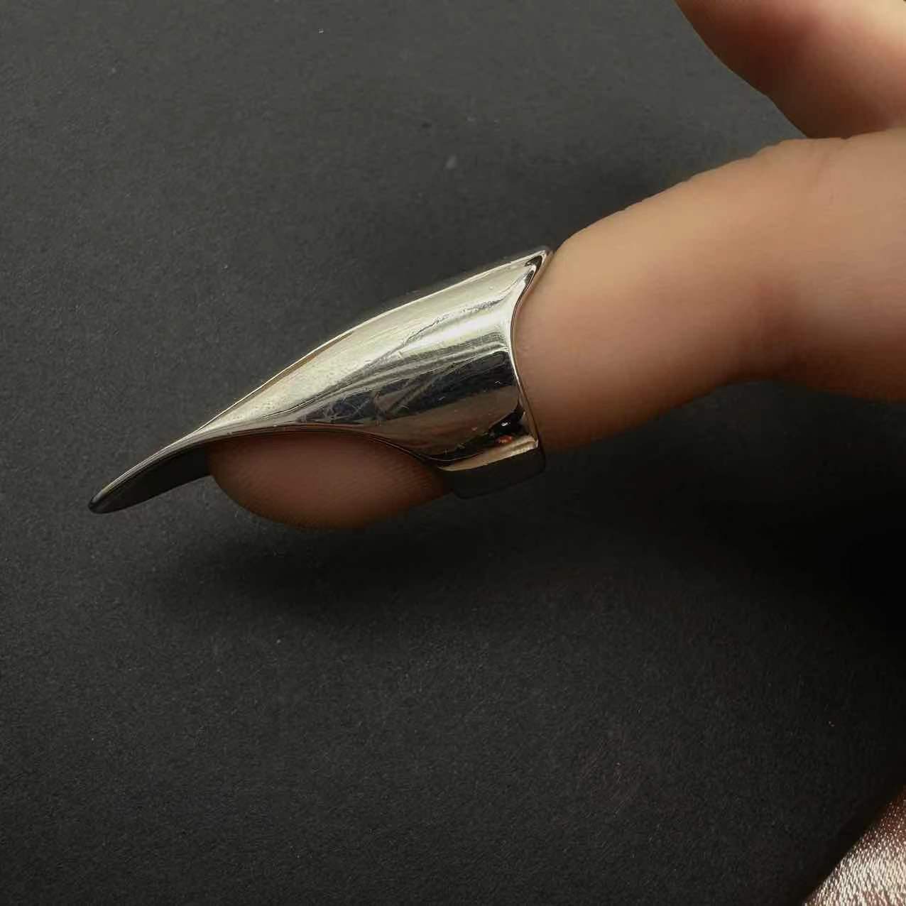 Single Super Long Metal Nail Ring Pharaoh Ins Wear Armor Protective Case Punk Fixed Ring Niche Ring