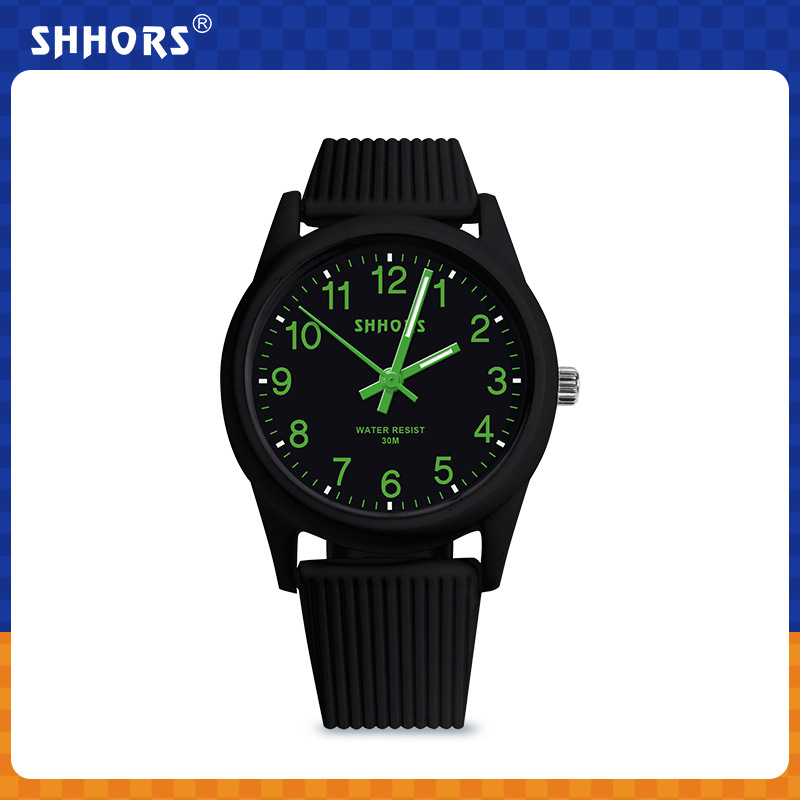 Shhors Quartz Compact Kidsren's Round Watch for Male and Female Students Simple Luminous Pointer Watch