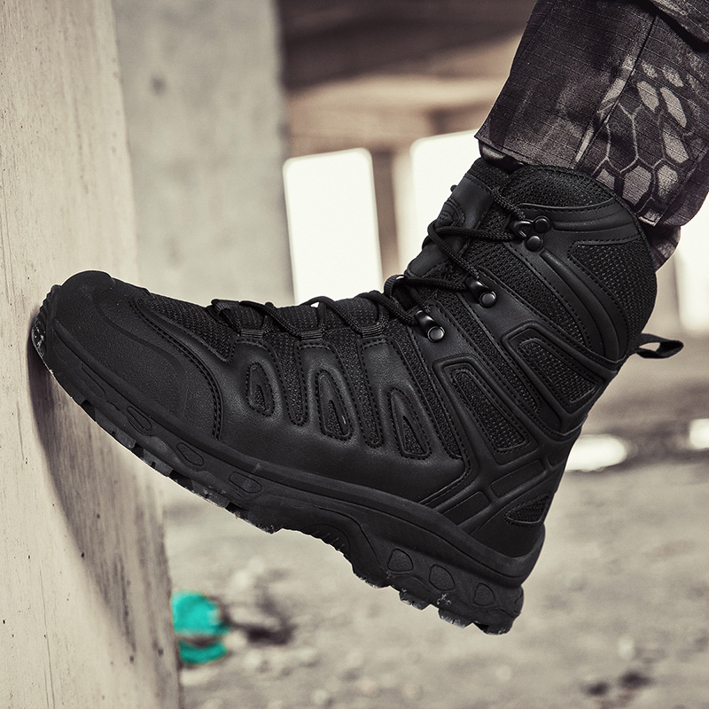 2025 New Mid-Top Tactical Boots Men's Outdoor Mountaineering Cycling Shoes Combat Boots Thick-Soled Outdoor Casual Shoes Military Boots