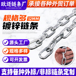12mm Galvanized Chain Manufacturer Wholesale Guardrail Chain Lifting Chain Fishing Net Chain Anti-Theft Lock Chain Marine Chain
