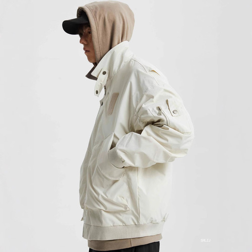 American Retro Pilot Jacket for Men - Spring and Autumn Season, National Trend Loose Stylish Versatile Sports Performance Workwear Outerwear