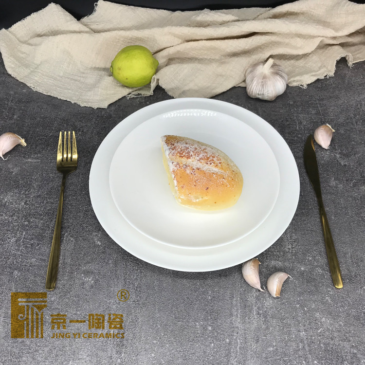 Round ceramic plate 6 inch -16 inch shallow plate shallow plate Moon disc hotel restaurant slag plate Western dinner plate