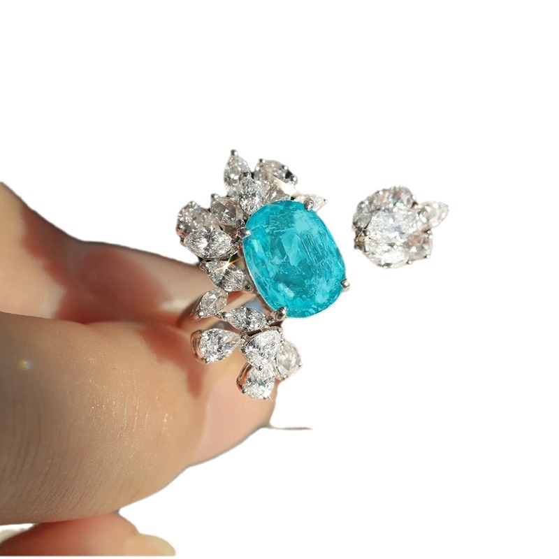 Anello con pietra preziosa a foglia di design, accessori per gioielli di moda da donna, regalo. Decorazione di gioielli per feste di nozze_voghion.com