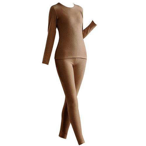 German cashmere silk thermal underwear women's new style with chest pad bottoming thickened double-sided brushed autumn clothing autumn trousers set