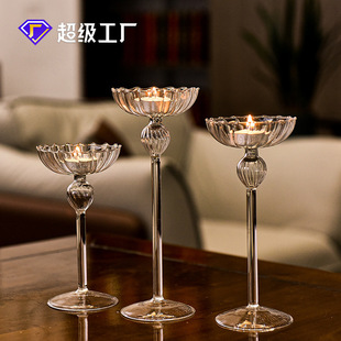 European style high striped Candlestick home decoration ornaments wedding supplies romantic candlelight dinner Candlestick props