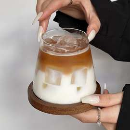 日式富士山玻璃杯ins风冰美式拿铁咖啡杯家用冷饮牛奶果汁水杯