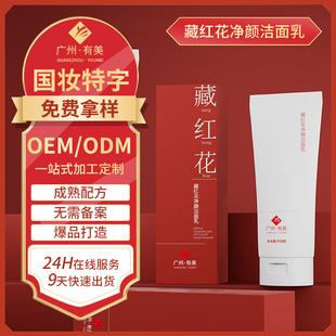 Customized Saffron Facial Cleanser Processing Factory Foam Cleansing Lock Water Moisturizing Amino Acid Facial Cleanser Oem