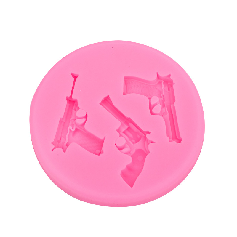 Pistola metralleta ametralladora tamaño bala de silicona molde juego tema pastel chocolate fondant Decoración