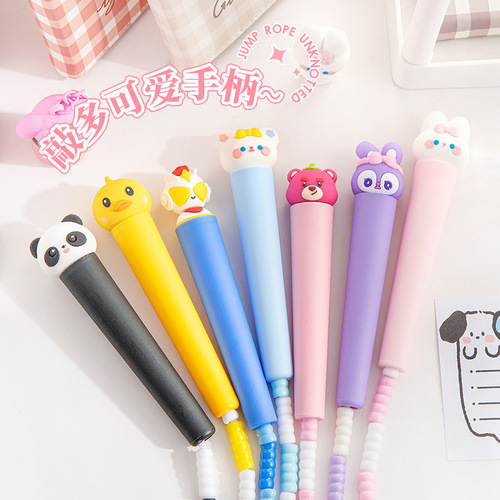 Children's cartoon bamboo skipping rope, primary school students' kindergarten special rope, adjustable skipping rope, beginners' professional skipping rope