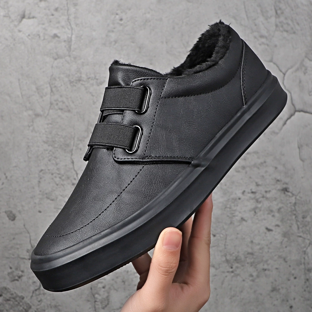 2024 мужская обувь осень-зима новая хлопчатобумажная обувь повседневная кожаная обувь модная мягкая подошва одна педаль обувь мужская дикая хлопковая обувь