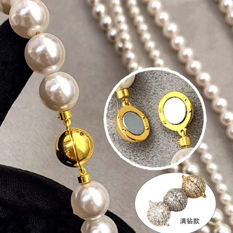DIY Jewelry Accessories Strong Magnetic Magnetic Buckle Full Diamond Ball and Glossy Spherical Magnetic Buckle Universal Pearl Necklace Finishing Buckle DIY Jewelry Accessories Strong Magnetic Magnetic Buckle Full Diamond Ball and Glossy Spherical Magnetic Buckle Universal Pearl Necklace Finishing Buckle