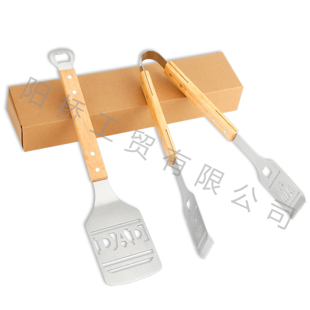 Amazon Venta caliente de acero inoxidable para hornear juego de herramientas de bebida salvaje al aire libre para barbacoa kit de combinación de clip de pala DAD para barbacoa