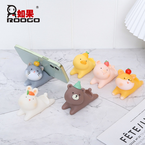 Cartoon Animal Rabbit Vinyl Mobile Phone Stand Ornament Creative Home Decoration Office Desktop Tablet Stand