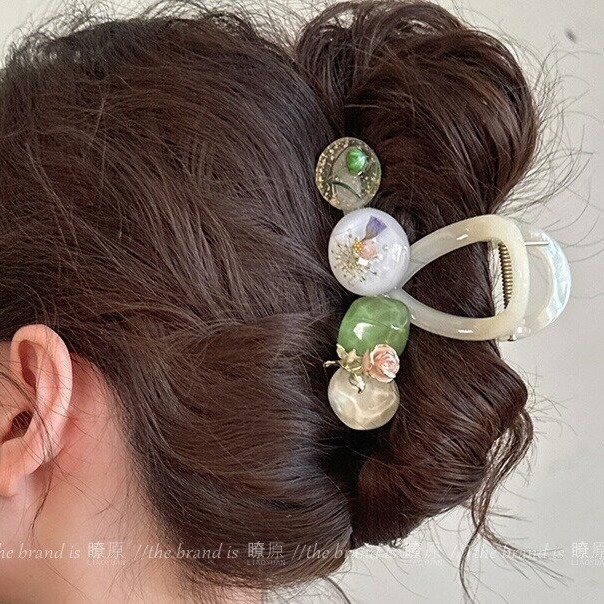 追逐綠光原創手工抓夾女高級感2025新款精緻髮夾後腦勺氣質鯊魚夾